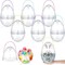 8 Pcs Giant Easter Egg 10 Inch Jumbo Plastic Eggs with Handles, Clear Large Baskets Fillable Oversized Bunny Egg Shaped Buckets